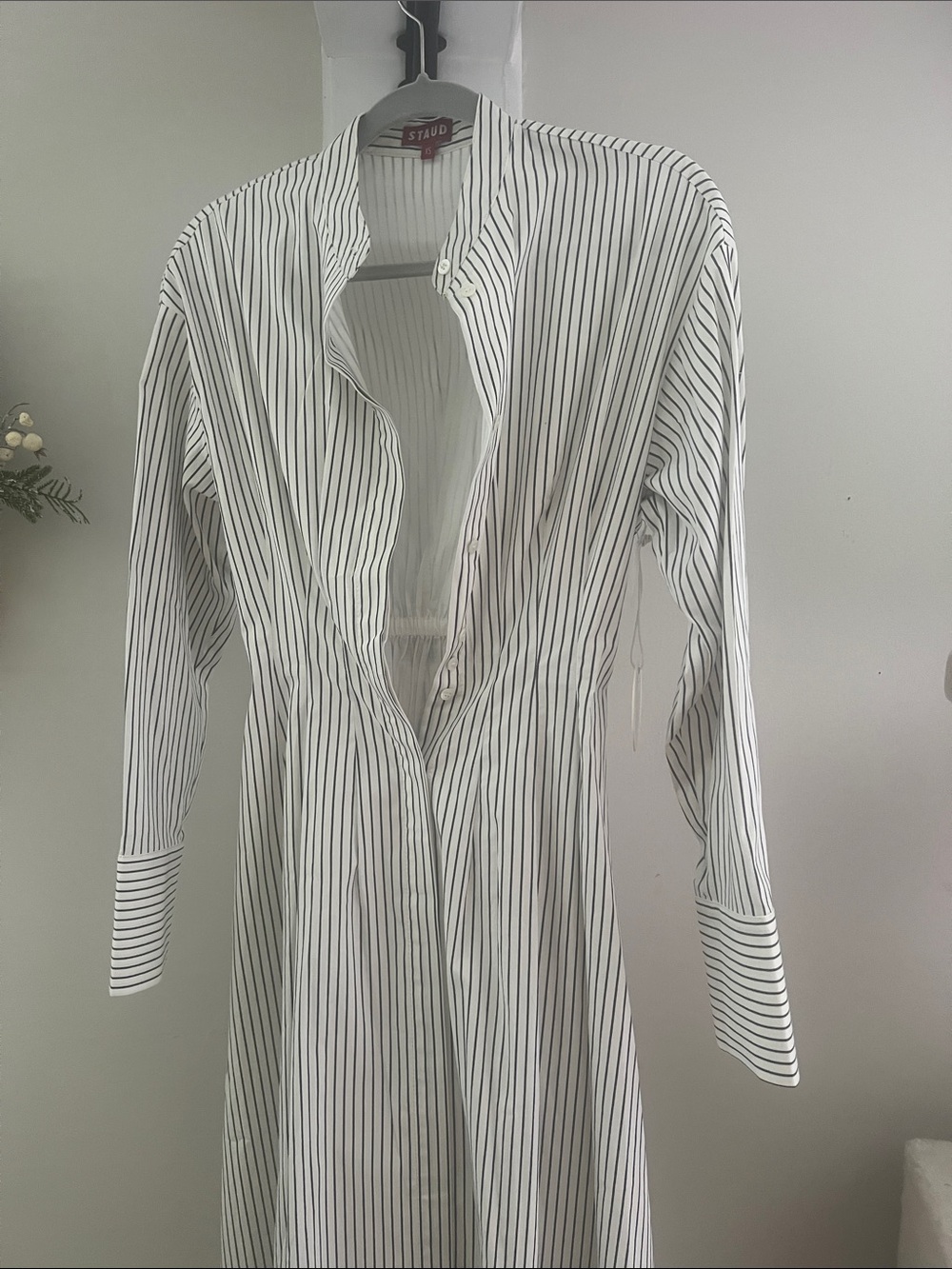 STAUD White Dress with Black Pinstripes - Picture 4 of 4
